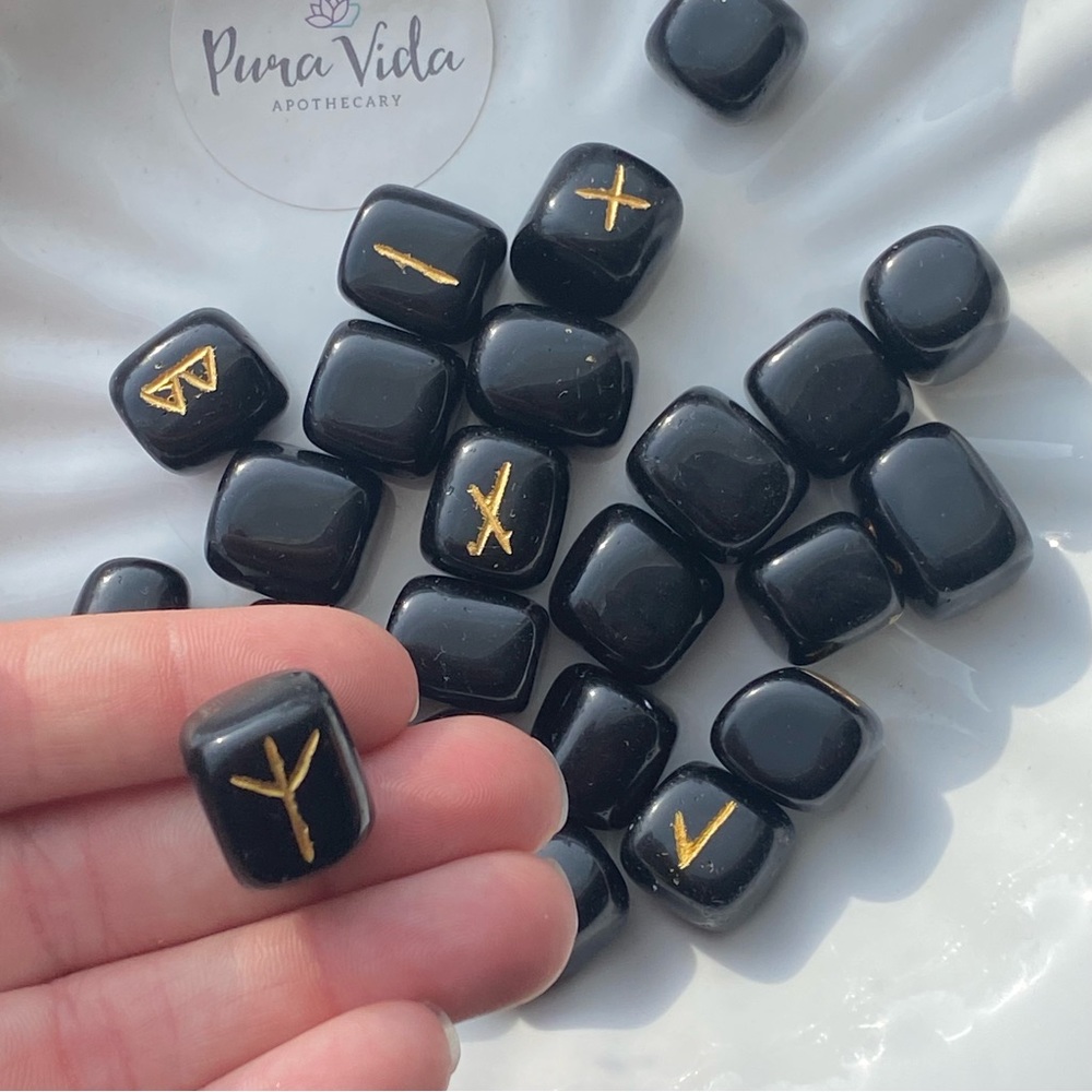 Obsidian Runes - Natural Genuine Gemstone Crystal Runes